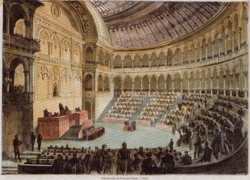 L'aula del Parlamento italiano a Palazzo Carignano