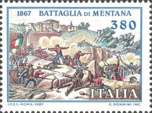 Francobollo emesso dall’Italia il 3 novembre 1987 in occasione del 120° anniversario della battaglia di Mentana