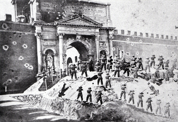 G. Altobelli - Ricostruzione della breccia di Porta Pia - 1870 - fotografia - Istituto per la Storia del Risorgimento - Roma