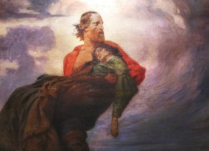 Garibaldi e Anita morente, olio su tela del pittore lucchese Luigi De Servi (Lucca 1863-1945)