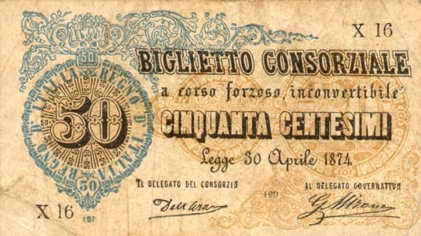 Cinquanta centesimi della I moneta italiana: la Lira