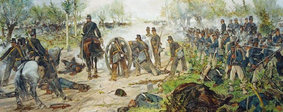 Un particolare de «La battaglia di Custoza» (1880), opera di Giovanni Fattori