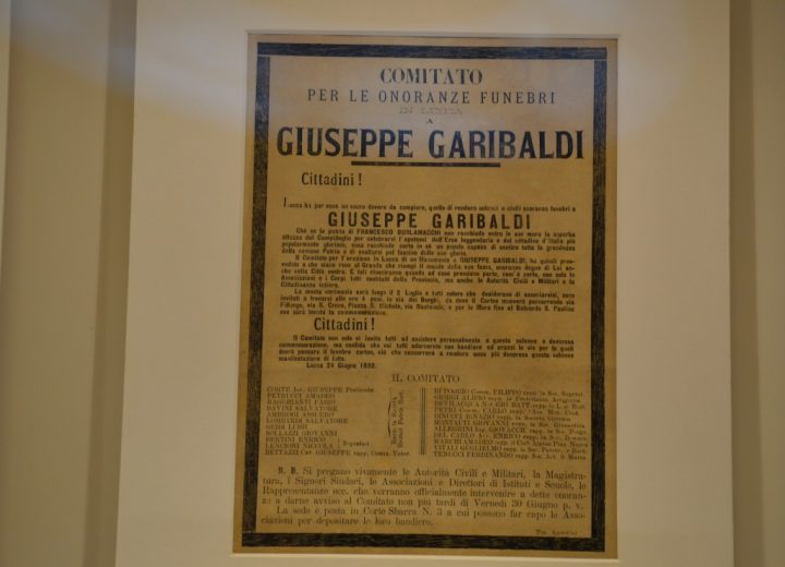 Death notice of the funeral honours for Giuseppe Garibaldi